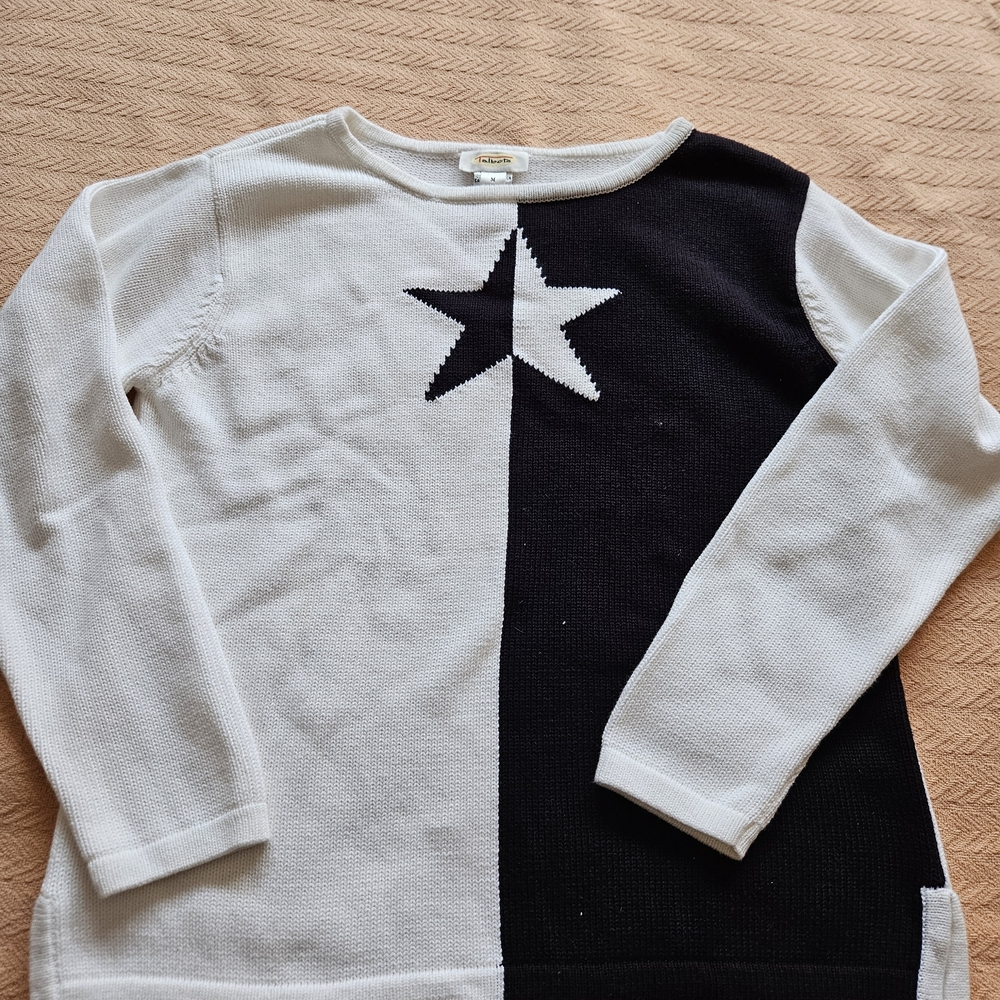 Talbots Womens Blue and White Star Sweater